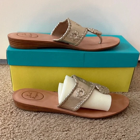 Jack Rogers Capri Metallic low wedge heel- Women's Sandals - Picture 2 of 9